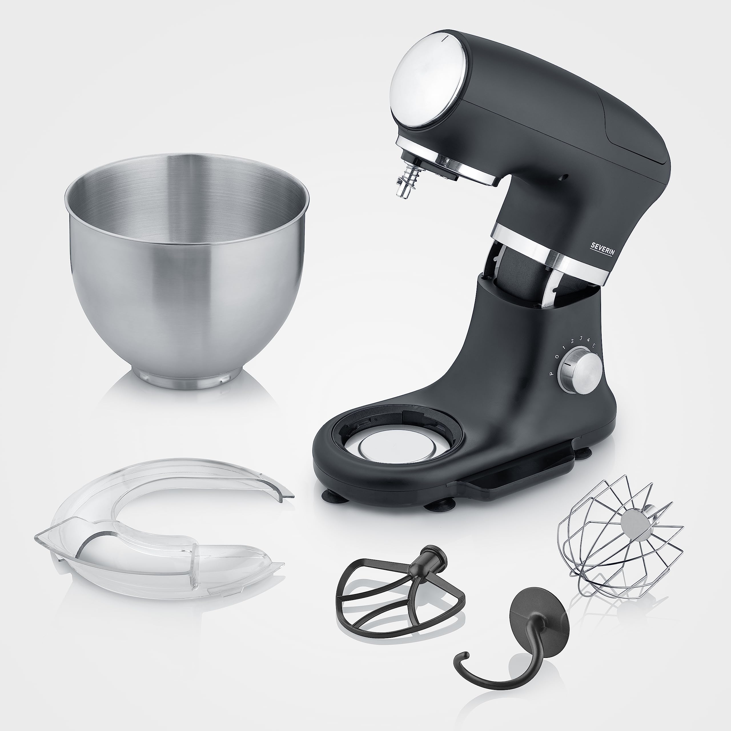 SEVERIN KM 3898 Impastatrice per Dolci, Pane e Pizza, Robot da Cucina da 1000 W Fino a 3 kg di Impasto, Robot da Cucina Multifunzione con Gancio per Impasto, Frusta e Sbattitore