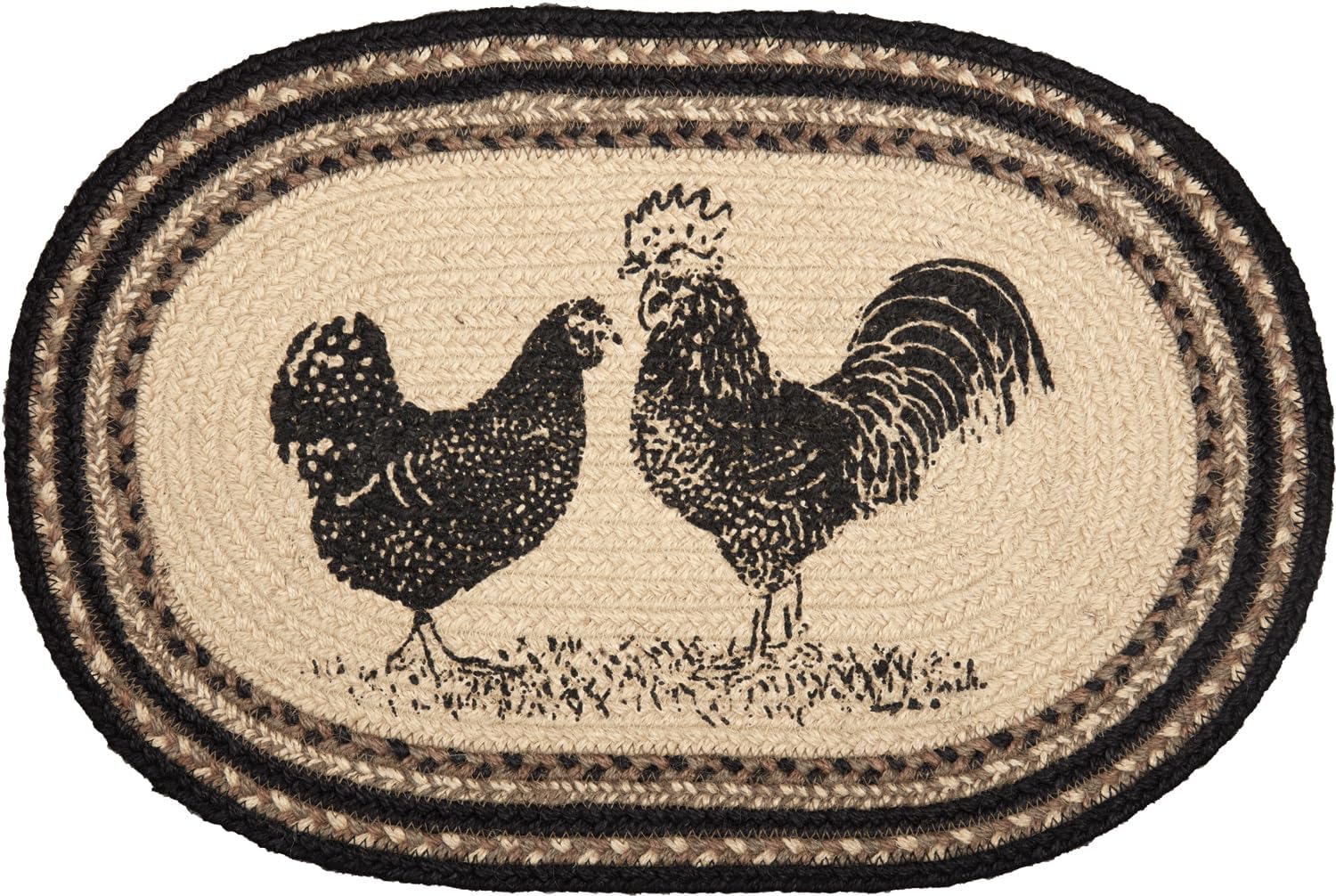 VHC Brands Sawyer Mill Charcoal Table Décor, Placemat Set 12x18, Poultry