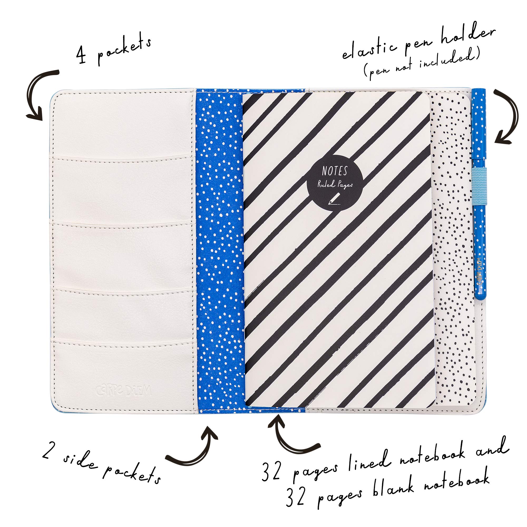 Pukka Pad, Carpe Diem A6 Notebook Cover And Passport Holder - 5.2 X 4.3 In - Features 4 Elastic Note Pad Holders, 2 Inside Pockets, Biness Card Slot, And Pen Holder - Black - View #9
