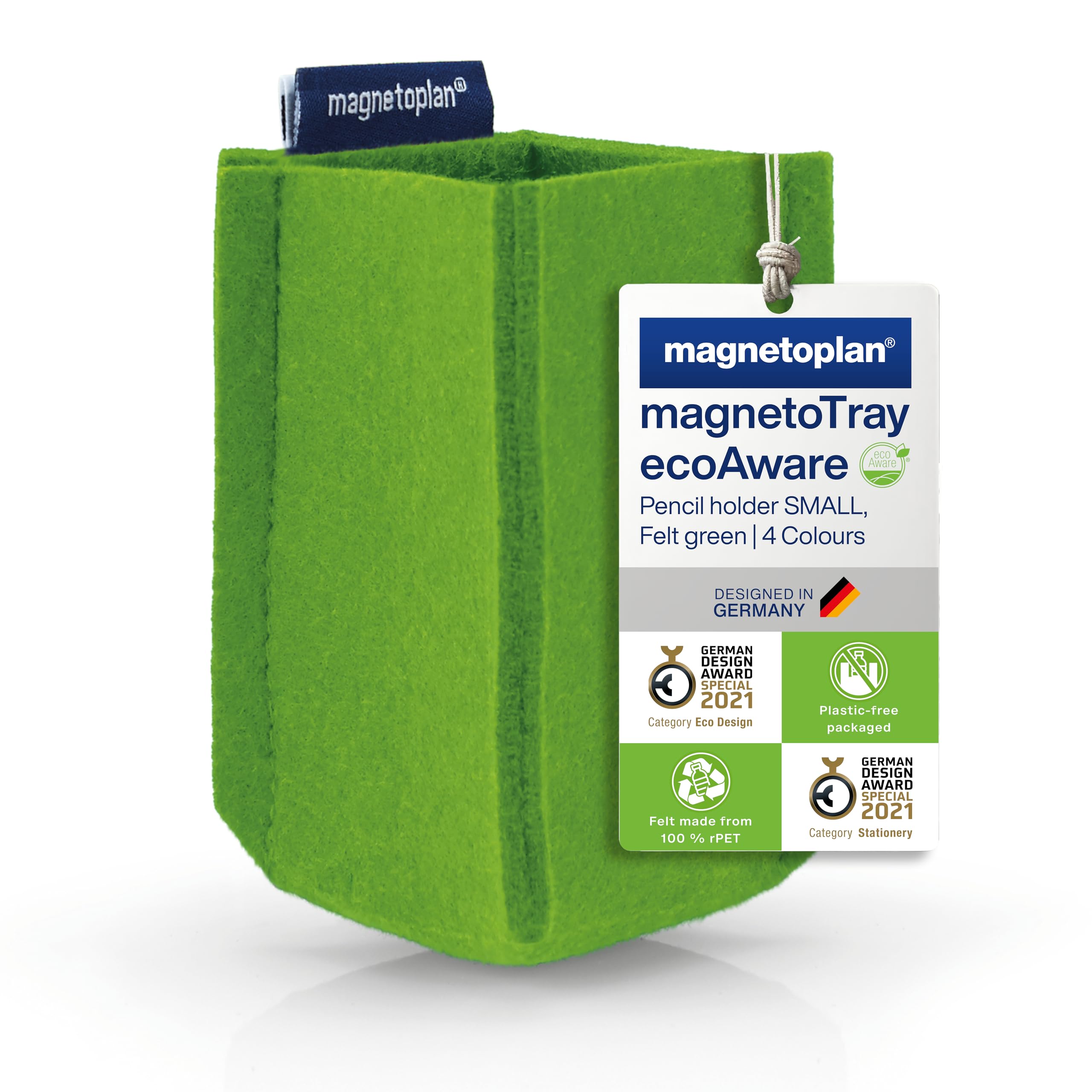 Magnetoplan Tray Pencil Cup, Green, Small, 100mm Height, 60mm Width, 60mm Length