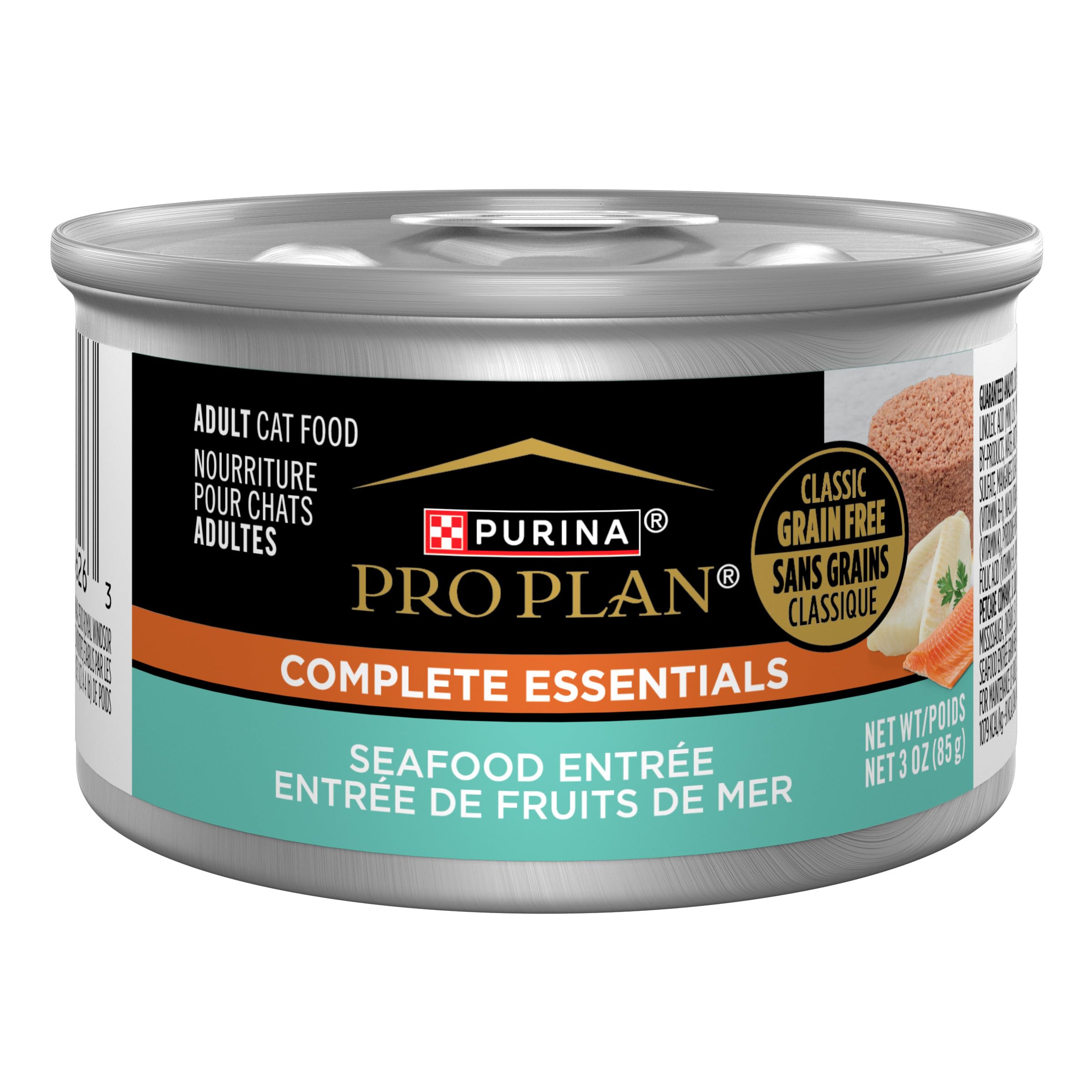 Grain Free, Pate, High Protein Wet Cat Food, Complete Essentials Seafood Entree - (Pack of 24) 3 oz. Cans