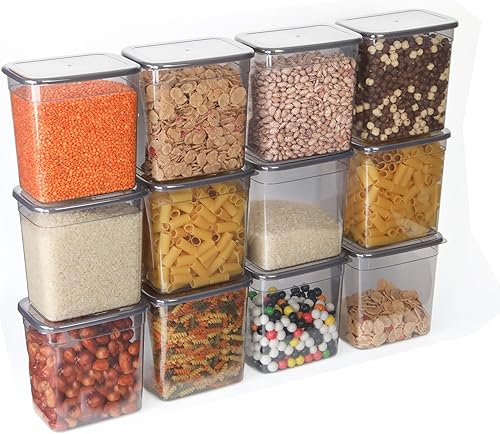 T&D HOME GOODS Tarros de almacenamiento con tapa, herméticos, juego de 12 recipientes de almacenamiento, sin BPA, contenedor de almacenamiento para