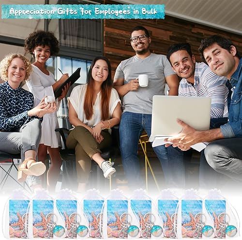 Miniatura 6 de Bucherry 30 juegos de regalos de historia de estrellas de mar, llaveros de agradecimiento con las que marcas la diferencia, tarjetas con bolsas de