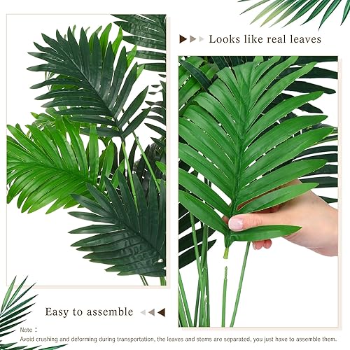 Miniatura 3 de Tigeen 6 hojas de palma artificiales de 33 pulgadas, plantas tropicales falsas con tallos de hoja de palmera sintética grande, arbusto vegetación