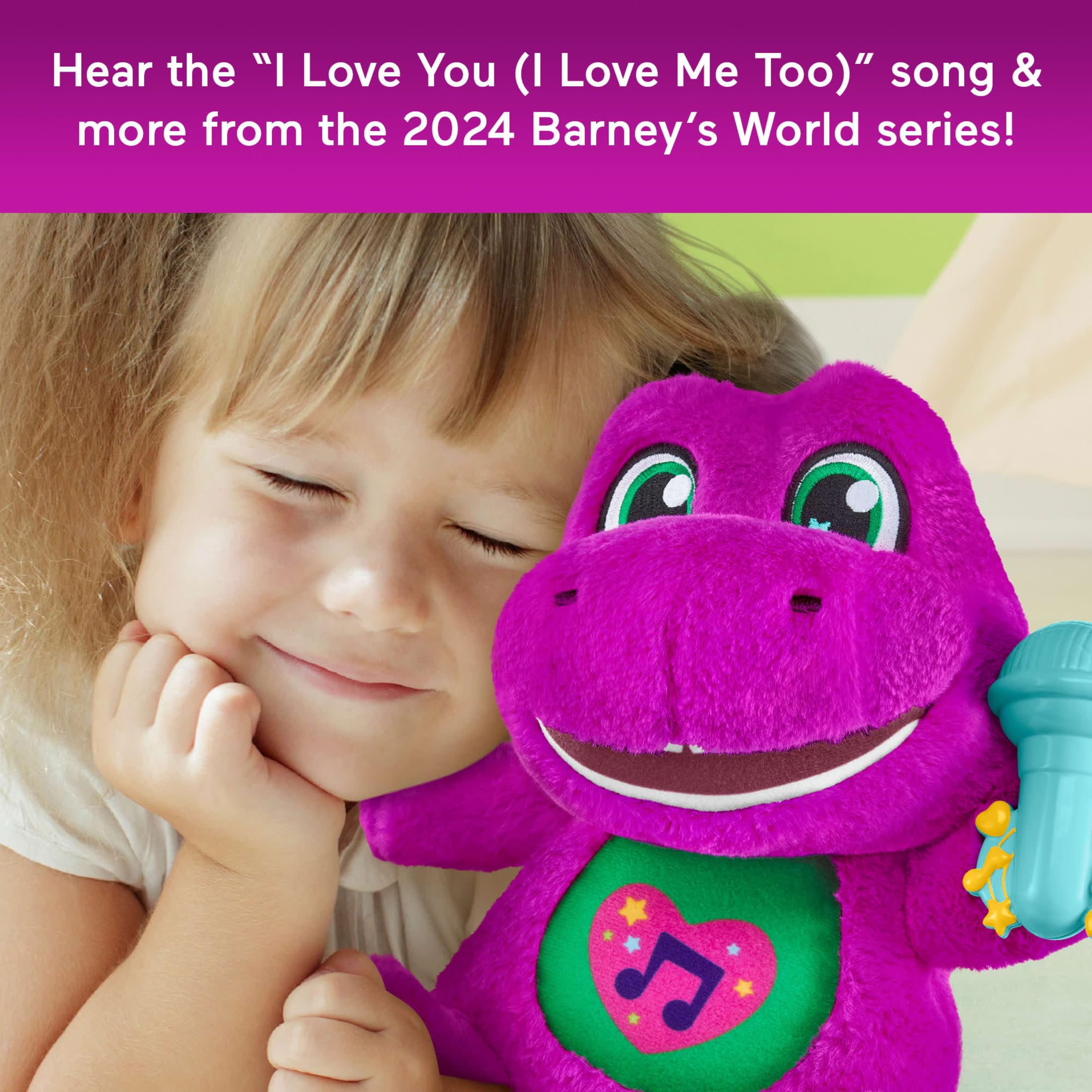 Fisher-Price Barney's World - Giocattoli per bambini, peluche alto Barney da 26 cm con suoni, consistenza morbida per giocare, bambini dai 2 anni in su