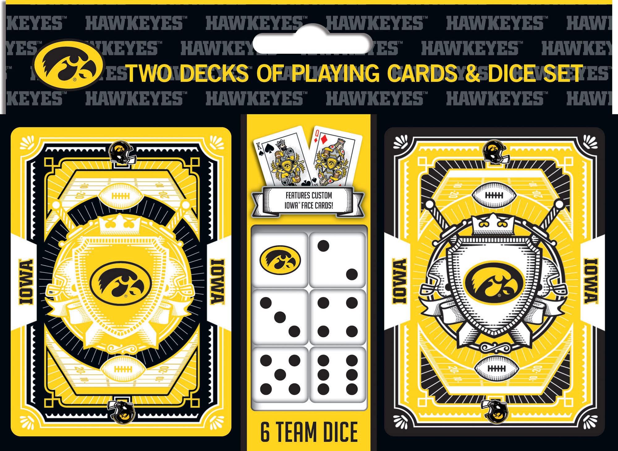 MasterPieces Game Day - NCAA Iowa Hawkeyes 2-Pack Playing Cards &amp; Dice Pack - Officially Licensed Set for Adults and Family