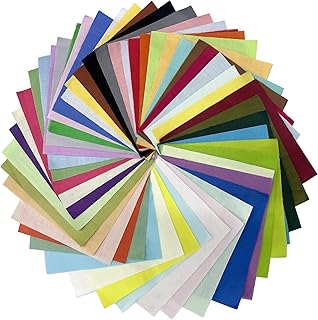 Zorfeter 50 Pcs Cotton Fabric Bundles, 4" x 4" Precut Quilting Fabric Squares Sewing Fabric, Multicolor Craft Fabric for DIY Crafting/Quilting Beginners(Solid Color)