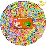 HORIECHALY Smelly Stickers Scratch and Sniff for Kids, 9 Scents 36 Sheets, Rubbing to Enhance Fragrance, Fruit and Food Scented Classroom Sticker for Teacher, Students, Waterbottle Computer Decoration