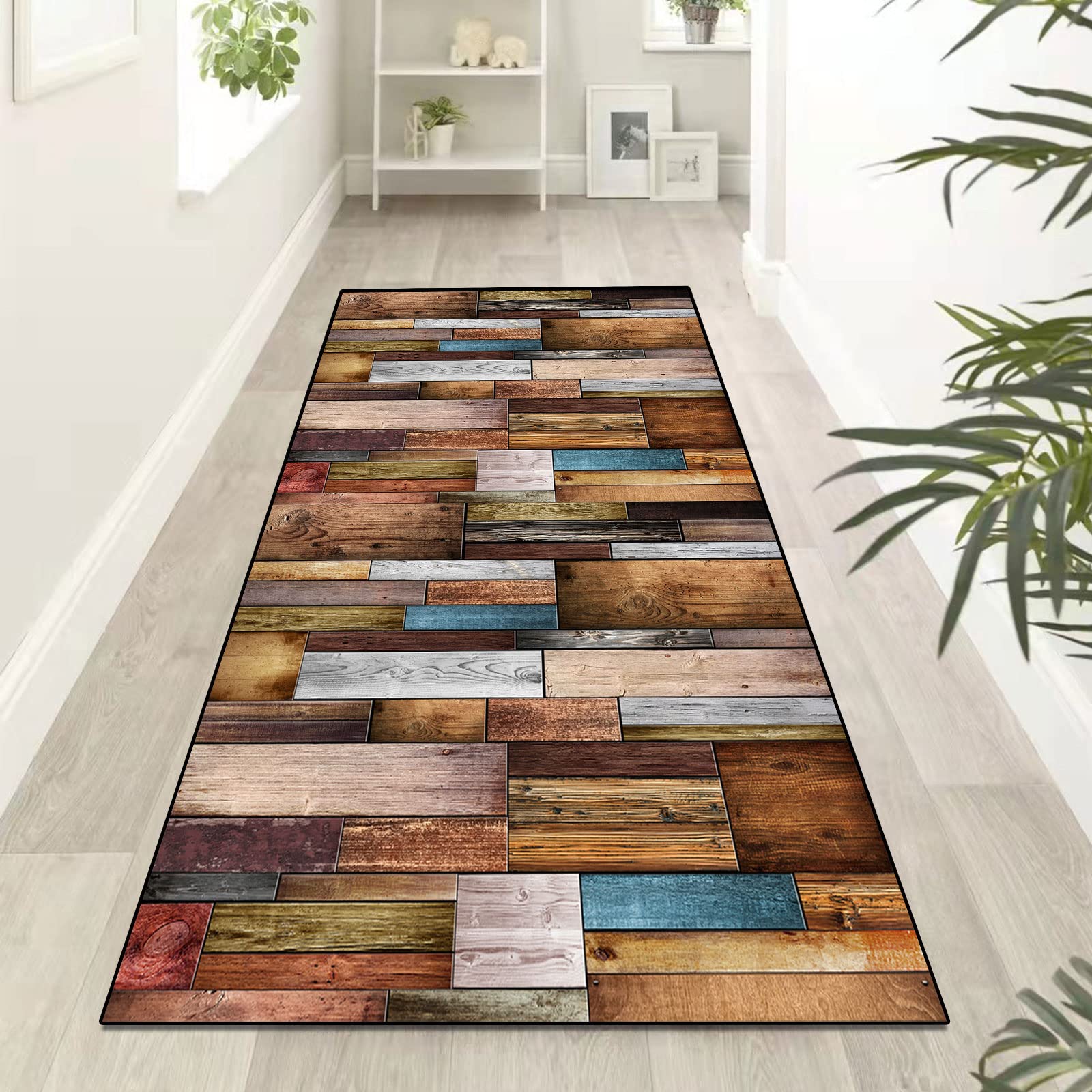 Teppichläufer Modern Küchenläufer Niederflor Flurläufer,Bunter Modern Geometrisch rutschfest Waschbar,für Korridor,Schlafzimmer,Innen Wohnzimmer,Küche - Anpassbar