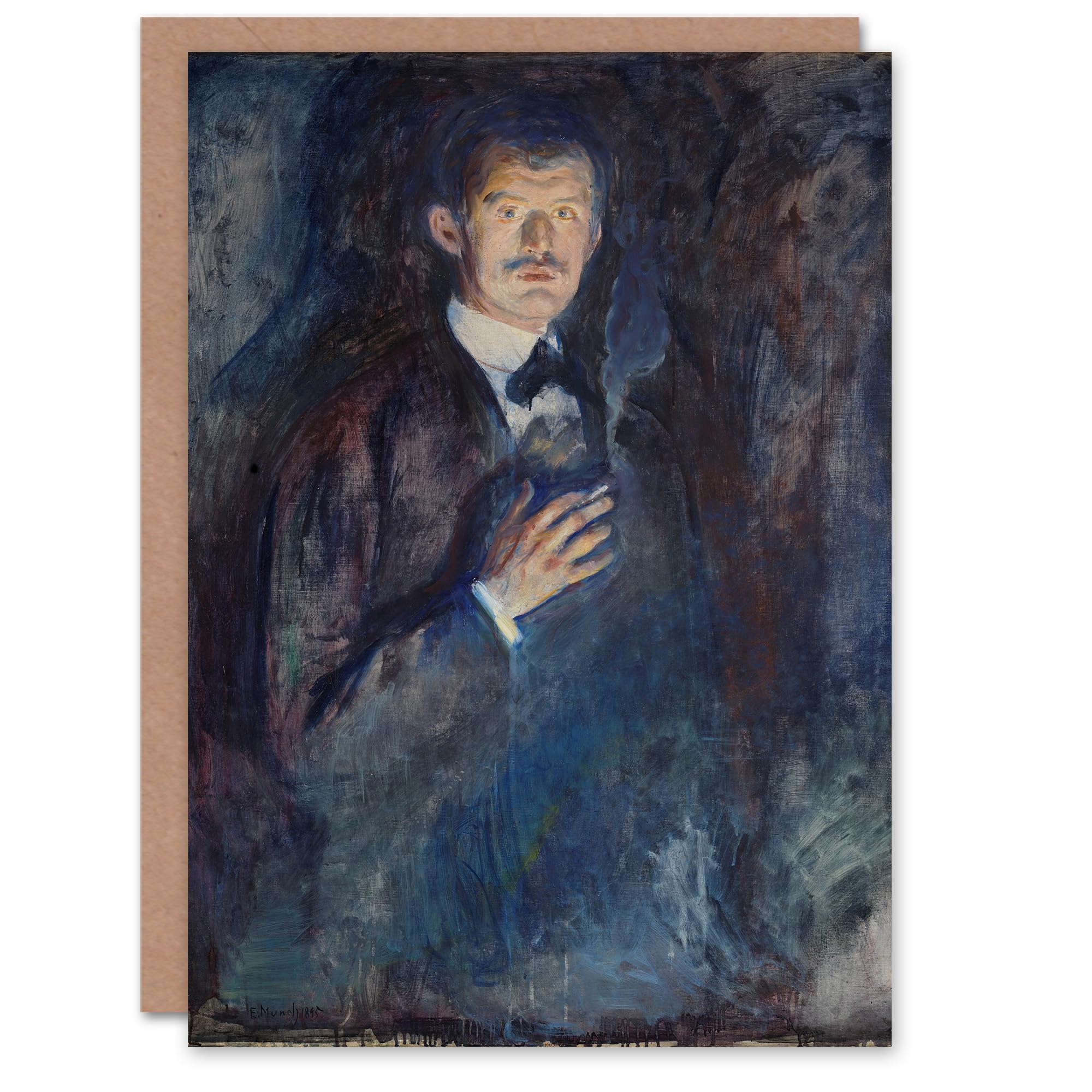 Artery8 Edvard Munch Art Card Self Portrait with Cigarette