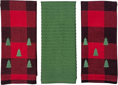Vista 131 de Serafina Home Toallas de cocina navideñas navideñas: dos muñecos de nieve Be Jolly espiga y un muñeco de nieve bailarín, 3 piezas, tejido plano 100%