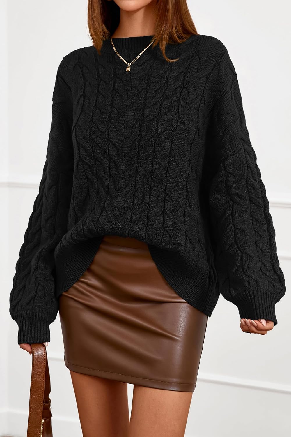 dowerme Women's Oversized Sweaters 2025 Long Sleeve Crewneck Cable Knit Chunky Pullover Cute Fall Outfits Winter Clothes - Image 3