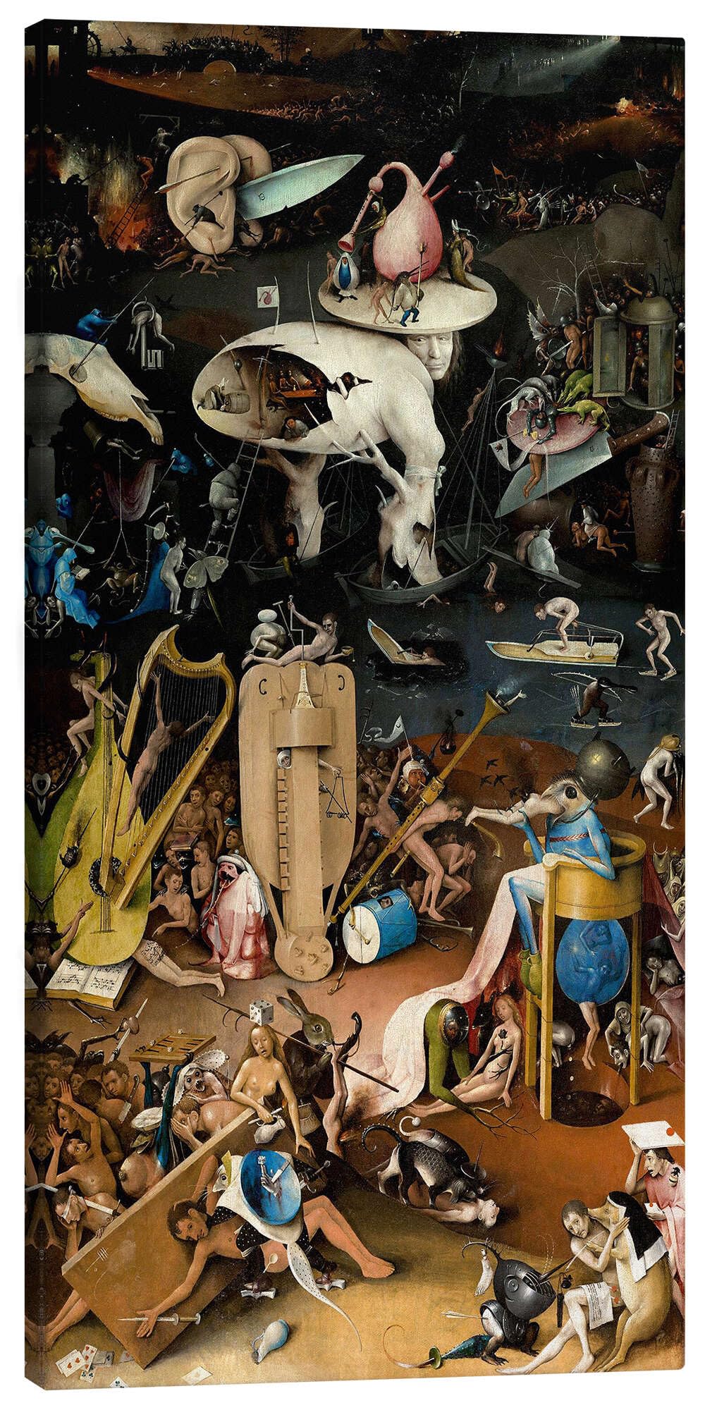 Posterlounge Giardino delle delizie - L'inferno musicale Stampa su tela | 40 x 80 cm di Hieronymus Bosch Marrone Quadri Decorazione per pareti
