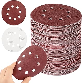 165pcs Orbital Sander Sandpaper Sanding Discs 5 Inch 8 Hole 40 60 80 120 180 240 320 400 600 Grit, Hook and Loop Random Orbital Sandpaper Assortment for Wood STUHAD
