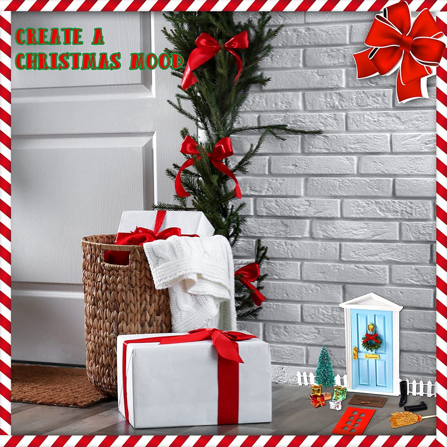 Porta Elfo Natale Apribile Kit, Porticina Elfo Natale Accessori Magica