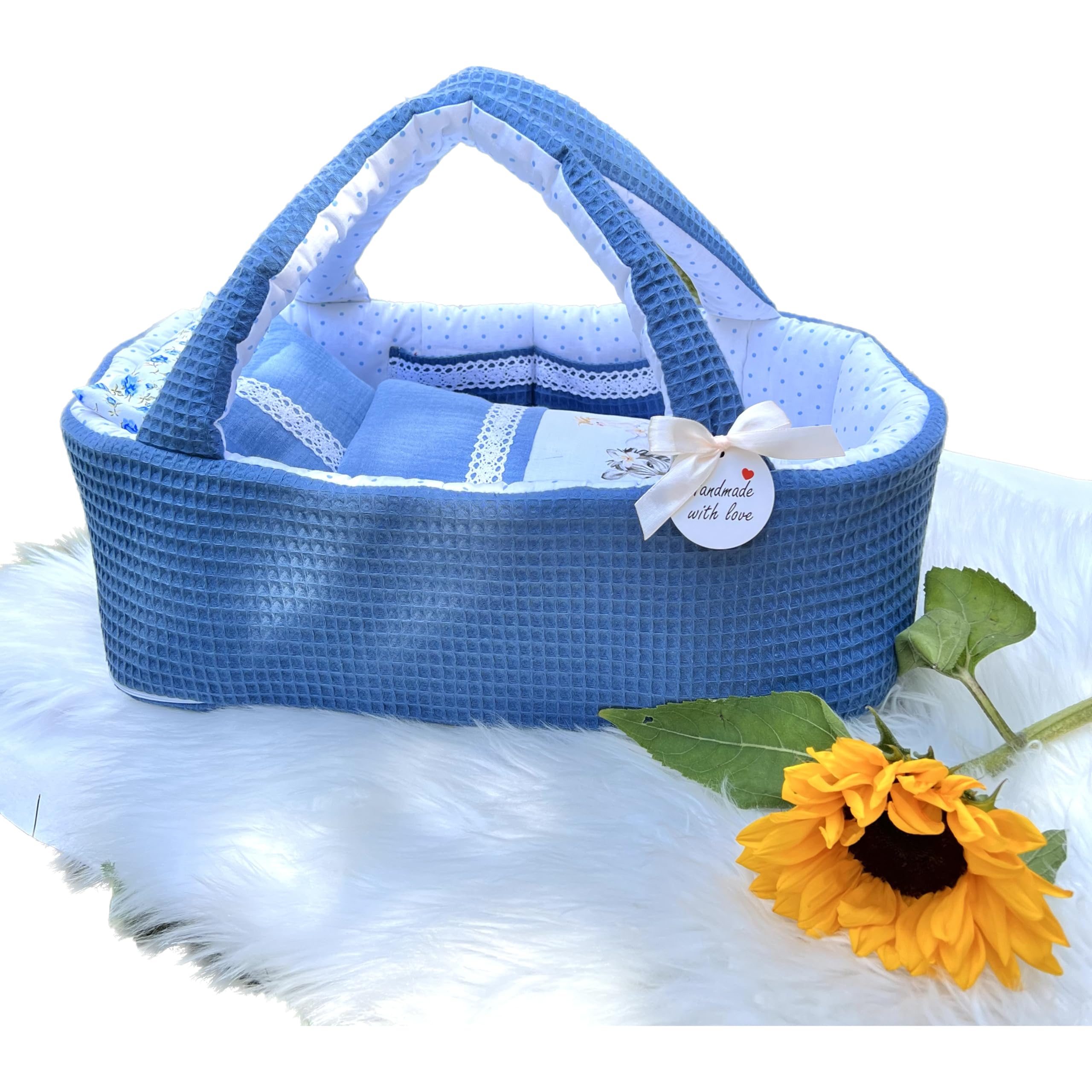 Puppentragetasche für Puppen 40-45 cm, Blau Nr.7, Geschenk, Tieren, Baumwolle, Waschbar (40-45 cm, Blau Nr.7)
