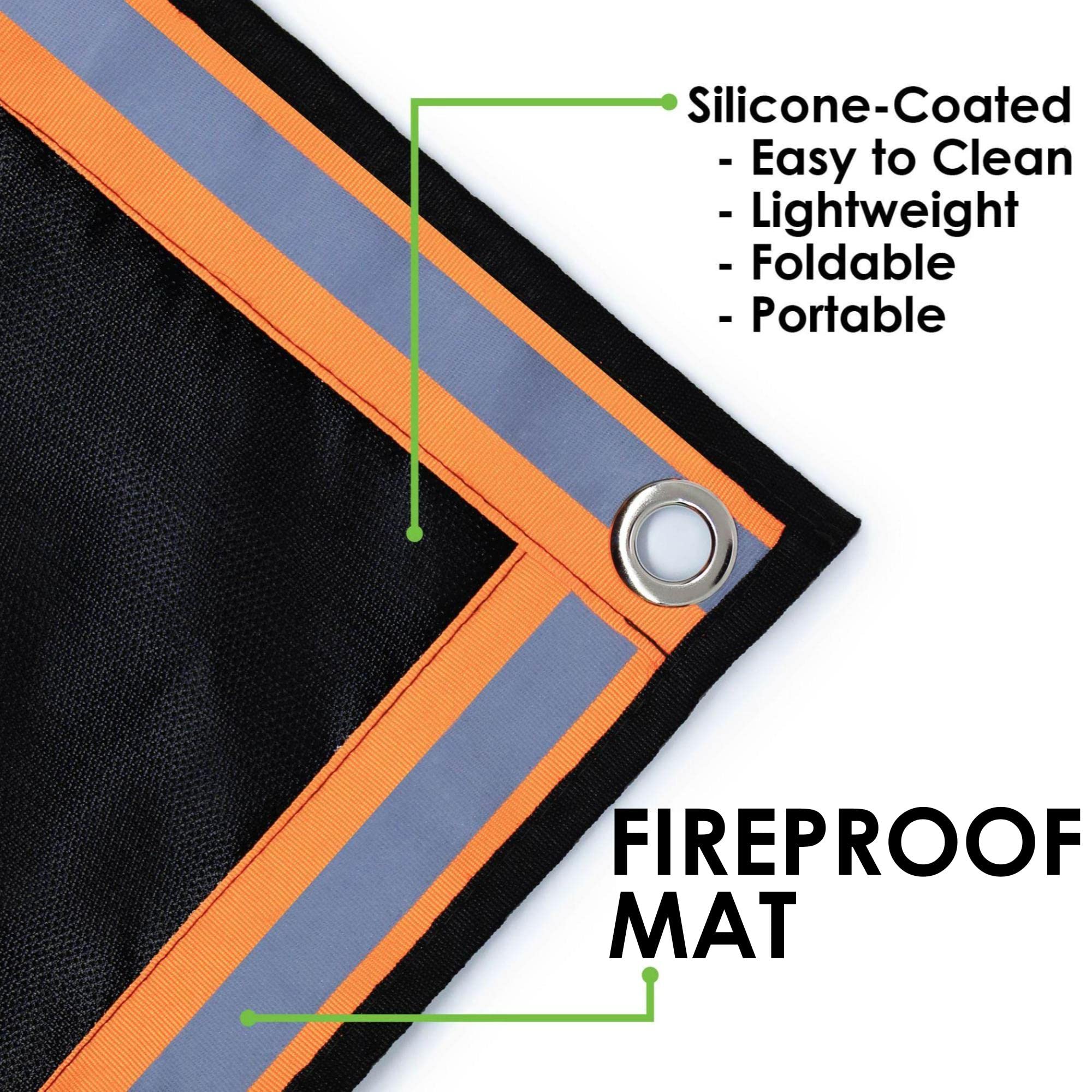 XL Mata przeciwpożarowa z siedzibą w USA, ognioodporna mata pod grill, ochrona tarasu, 170 x 152 cm, do paleniska, trawy, patio, trawnika, kempingu, maty do grilla, ognioodporna mata