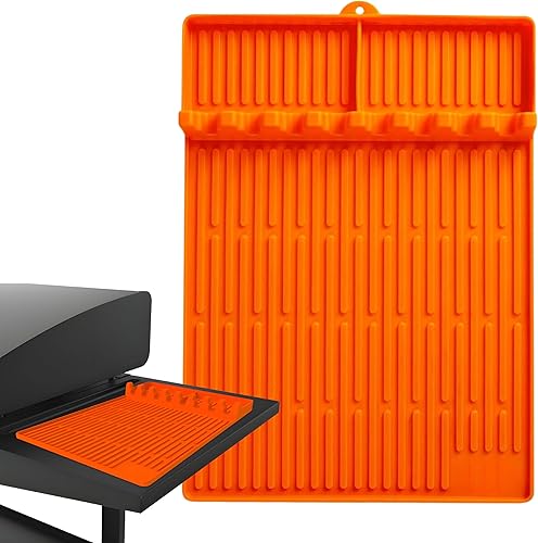 Alfombrilla de silicona para parrilla Blackstone  Alfombrilla de silicona grande de grado alimenticio con almohadilla de goteo  Organizador de