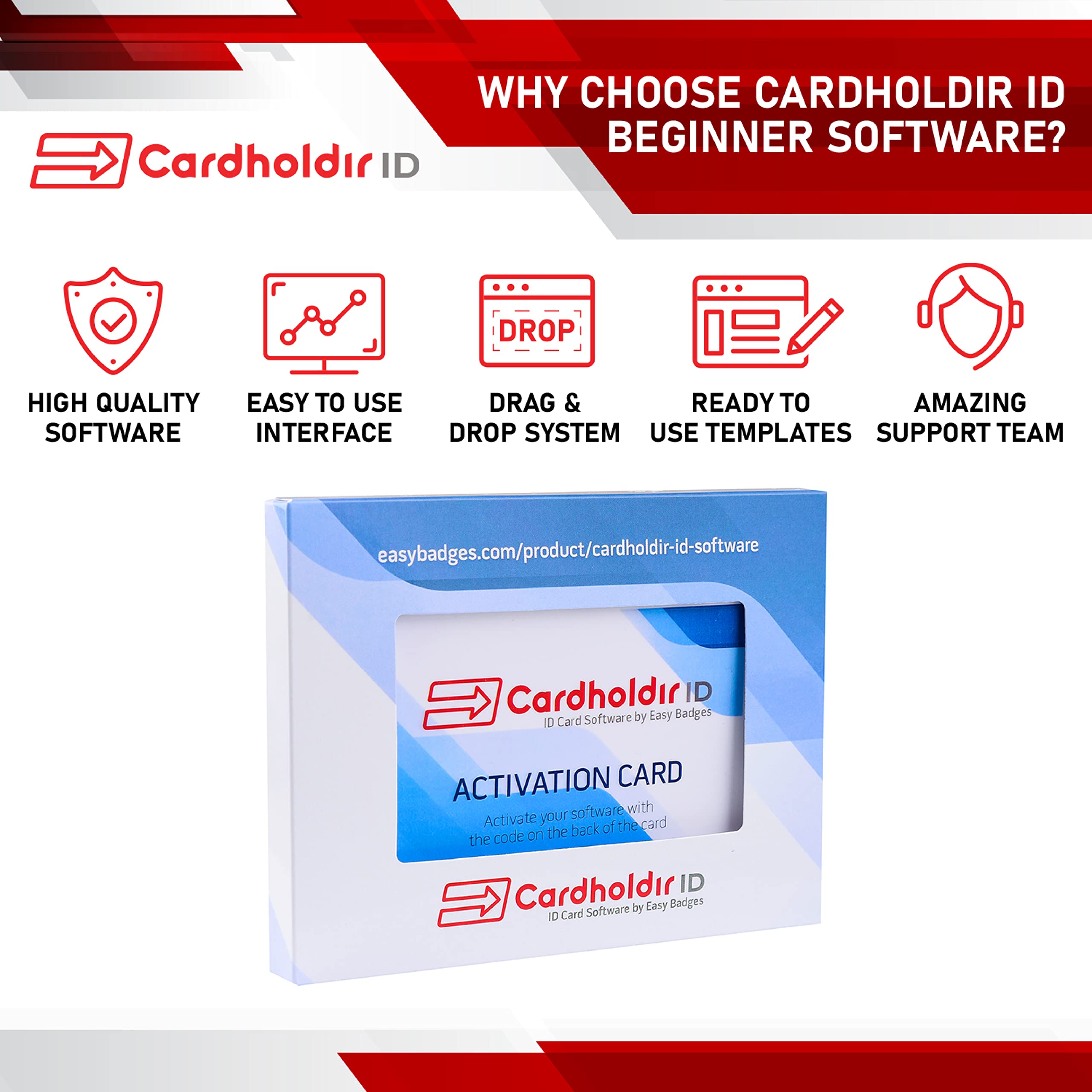 Cardholdir ID Software by Easy Badges- PC & MAC ID Card Design Printer Software - Beginner Edition