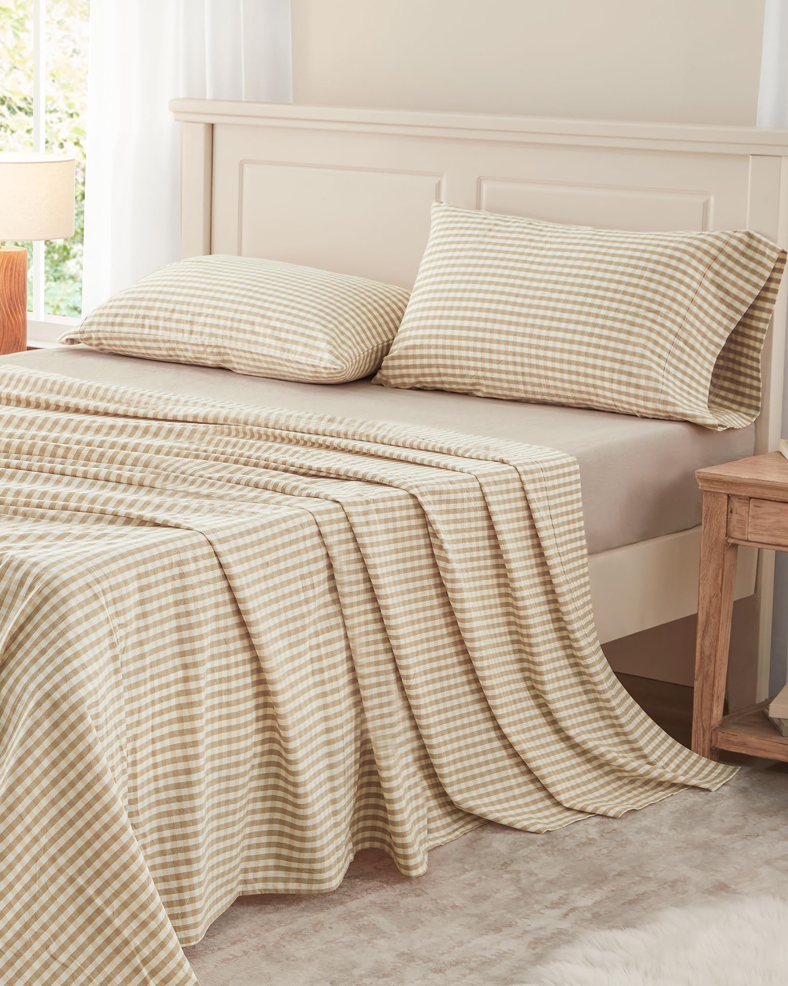 PEHR Gingham Kids Bedding Sheet Set, Thistle (Twin) | 100% Organic