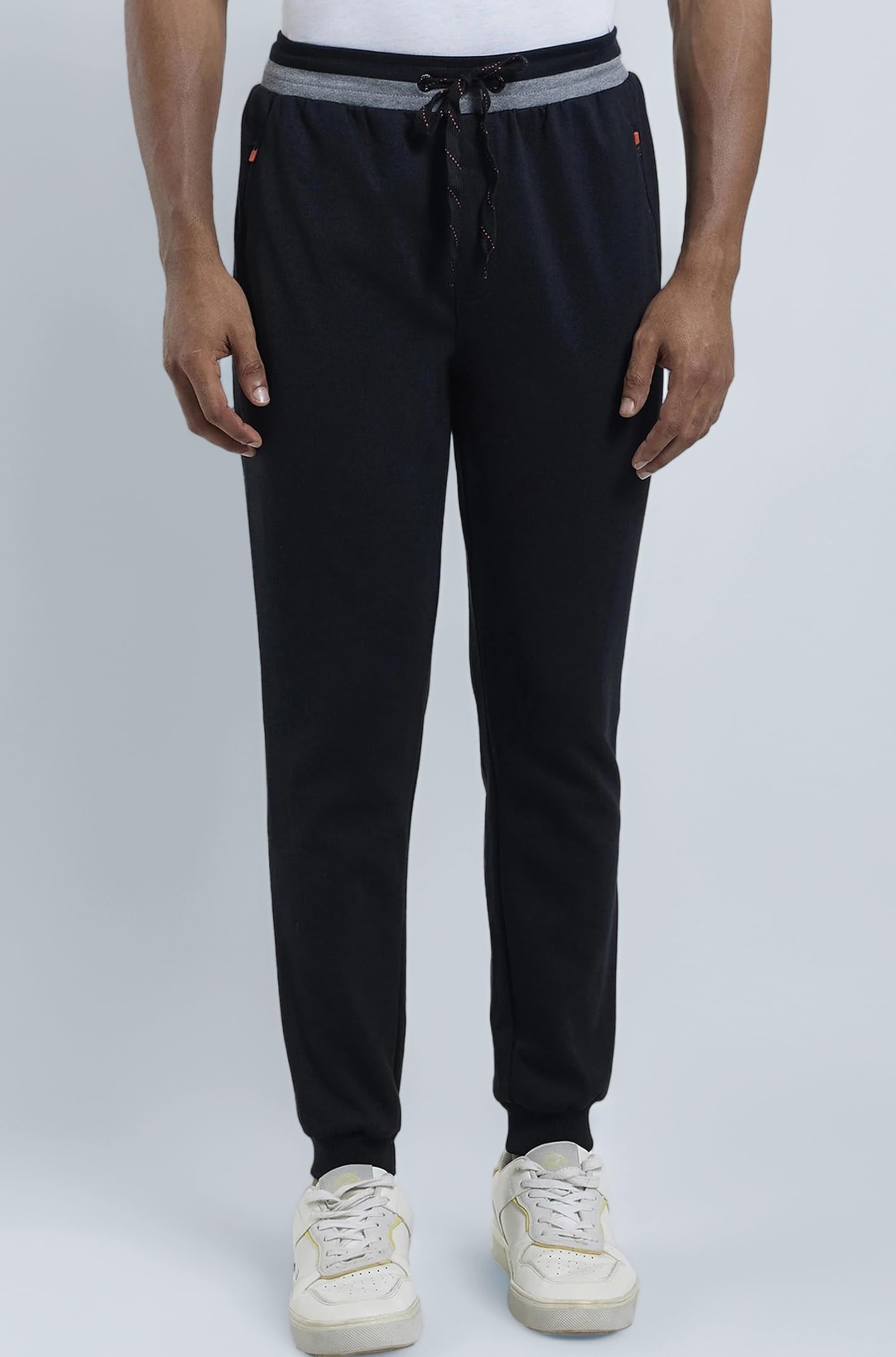AM05 Men's Super Combed Cotton Rich Pique Fabric Slim Fit Joggers with Zipper Pockets