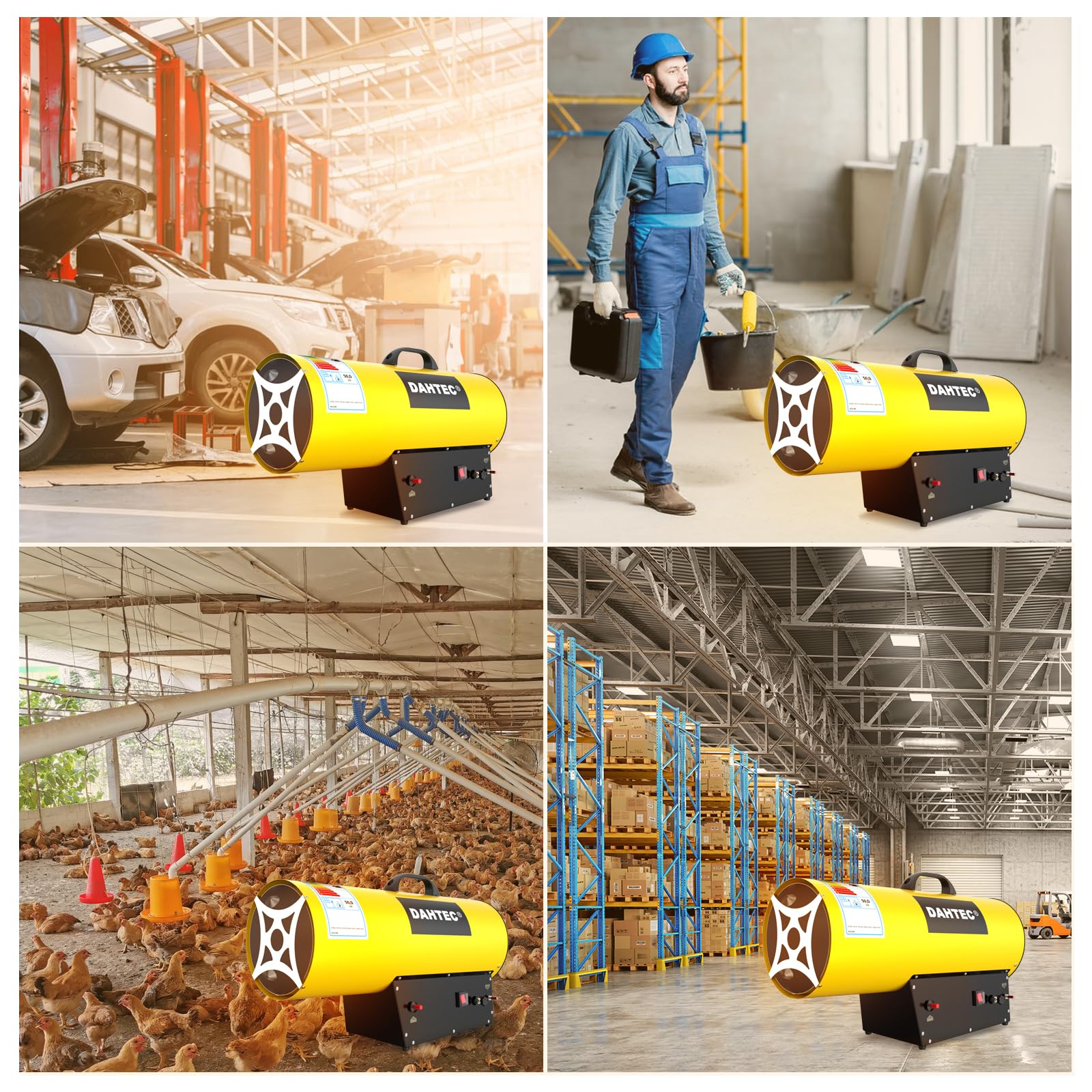 Gasheizgebläse 30-50 kw Leistungsregulierung Heizkanone Heizlüfter Gas Tragbar Bauheizer Luftmenge 1000 m³/h für Baustellen, Garage