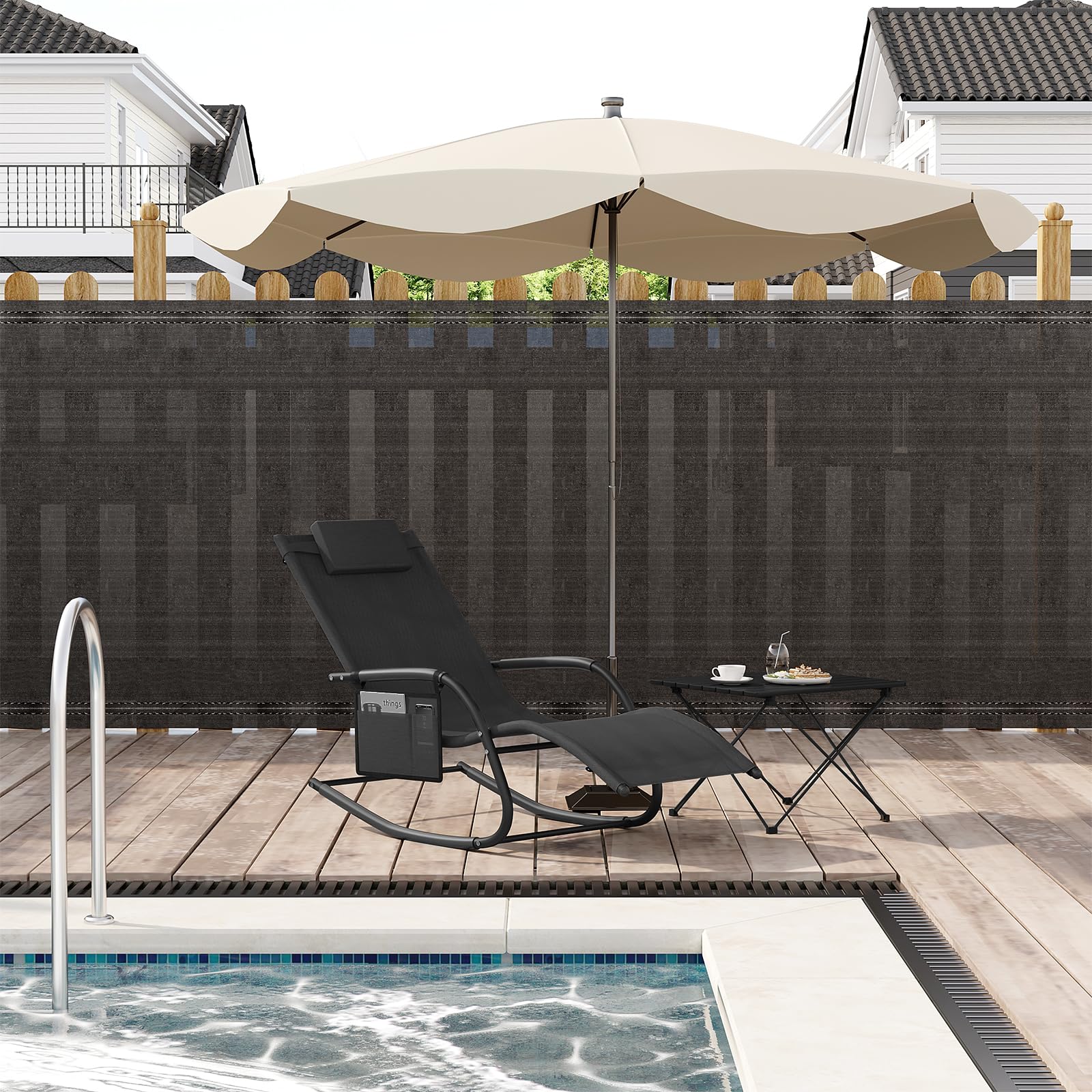 WOLTU Liegestuhl Sonnenliege wetterfest, Gartenliege Schwungliege Outdoor, Relaxsessel Garten bis 150 kg, Relaxliege mit Abnehmbarer Kopfstütze, für Garten und Balkon, Schwarz