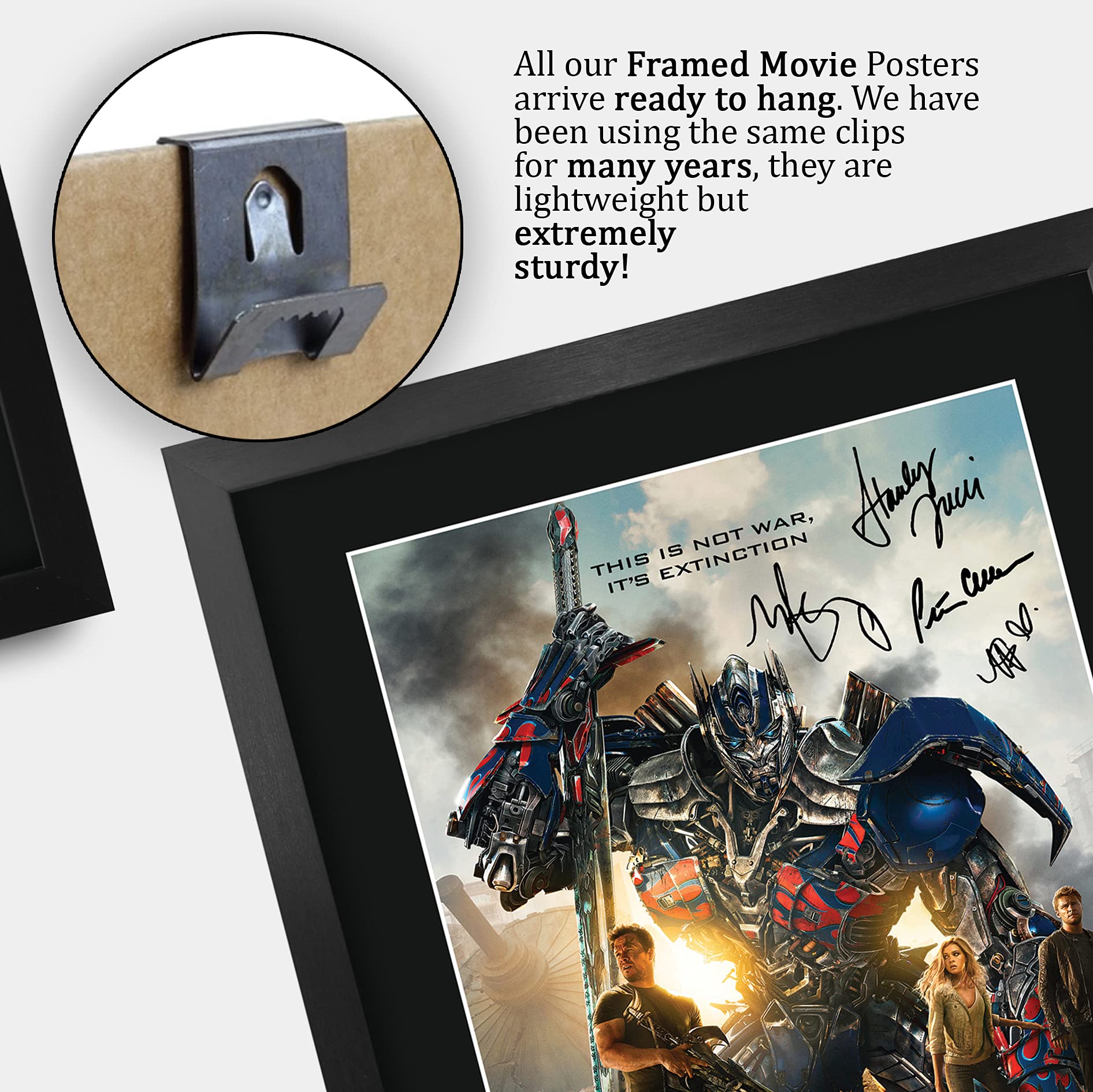 HWC Trading FR A3 Transformers Age of Extinction 4 Gifts Gedrucktes Poster Signiertes Autogramm Bild für Film-Erinnerungsstücke Fans – A3 gerahmt