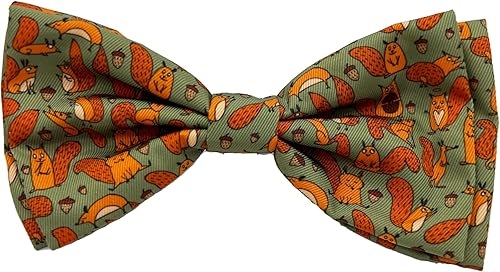 Huxley & Kent Silly Squirrels - Collar de pajarita de otoño para perros y gatos, grande, cómodo y duradero