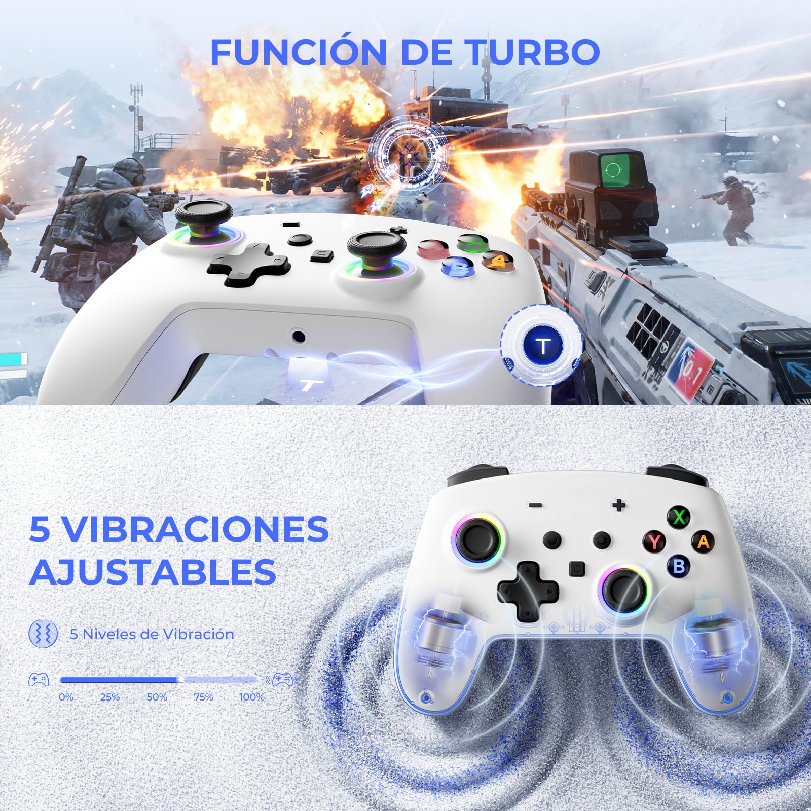 ECHTPower 2026 Controller per Switch 2, Hall Joysticks, Risveglio della NS2 / NS1, Funzione Turbo, Pulsanti Posteriori, Luce RGB, Vibrazione e Giroscopio, Pro Controller per Switch 2/1/PC/iOS/Android