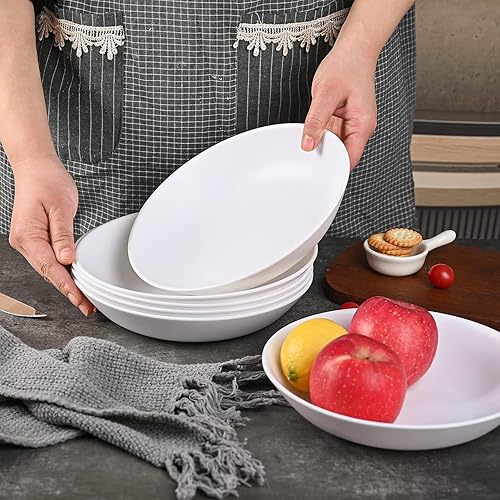 Miniatura 2 de Juego de 6 cuencos de fibra de bambú para pasta de 34 onzas, 8.5 pulgadas, cuencos grandes para ensalada, pasta, frutas, helado, sin BPA, aptos para