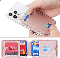 Vista 2 de Cavor Compatible con Magsafe - Cartera magnética para iPhone 17/16 Pro Max/14 Pro/15/14 Plus/13/12 Mag, funda de crédito para iPhone 15/13/12, rosa