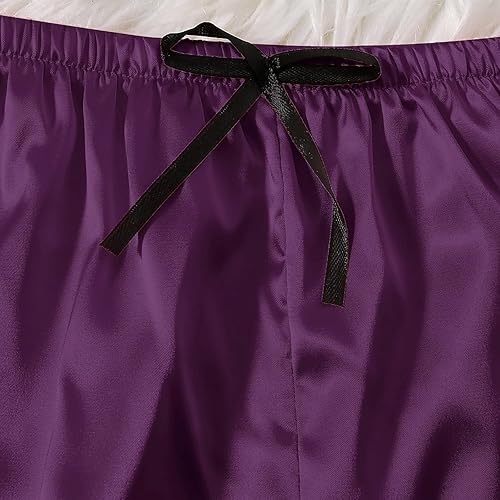 Miniatura 4 de Conjunto de pijama sexy de encaje de seda para mujer, camisón con tirantes, camiseta corta sin mangas, pantalones cortos de pijama, ropa de dormir