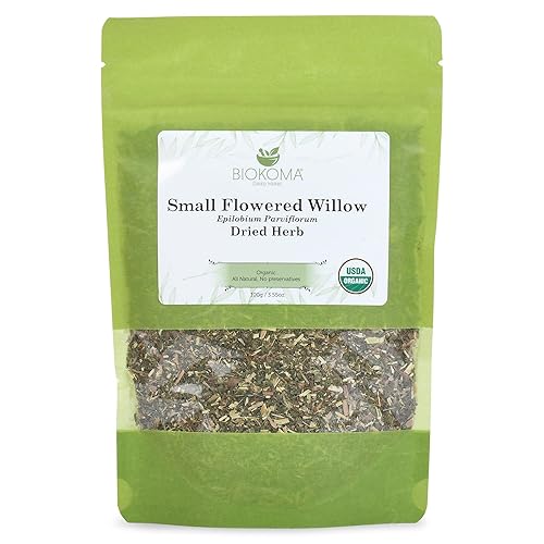 Miniatura 1 de Pure and Organic Biokoma - Hierba seca de Epilobium Parviflorum de sauce de flores pequeñas, 3.53 oz (3.55 onzas) en bolsa resellable a prueba de