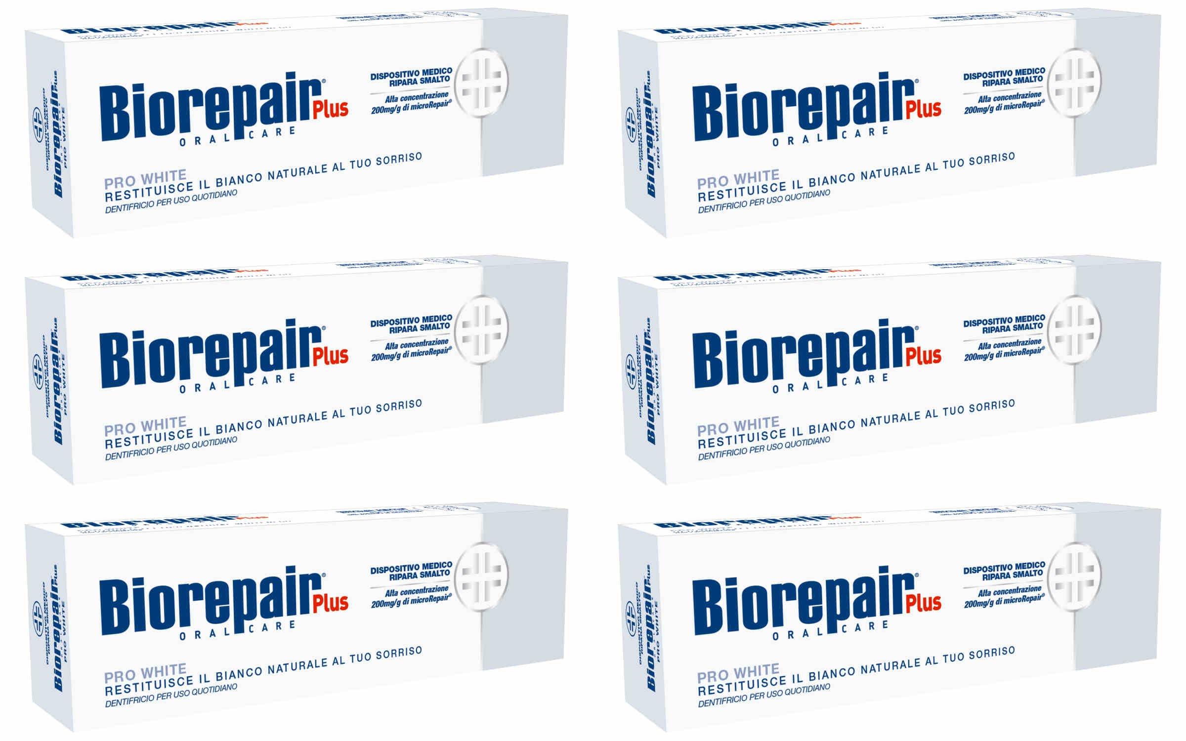 Biorepair Pro White diario pasta dental – Tubos de 2.54 onzas líquidas (2.5 fl oz) (paquete de 6) [Importación italiana]