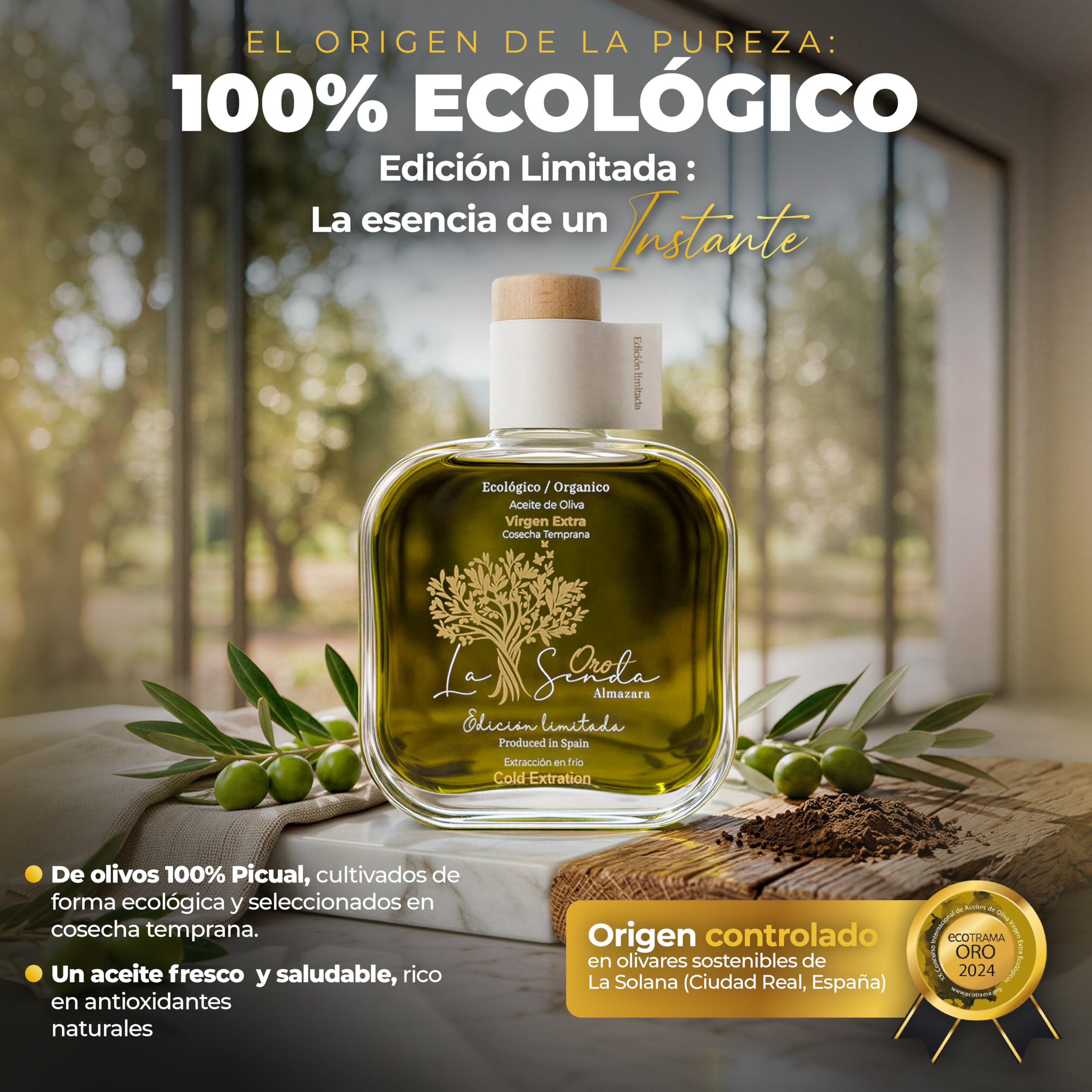 Almazara la Senda - Aceite de Oliva Virgen Extra Edición Limitada | AOVE Gourmet Monovarietal Picual | Aceite de Oliva Premium y Primera Extracción en Frío | Top 6 AOVE Más Saludable del Mundo | 500ml