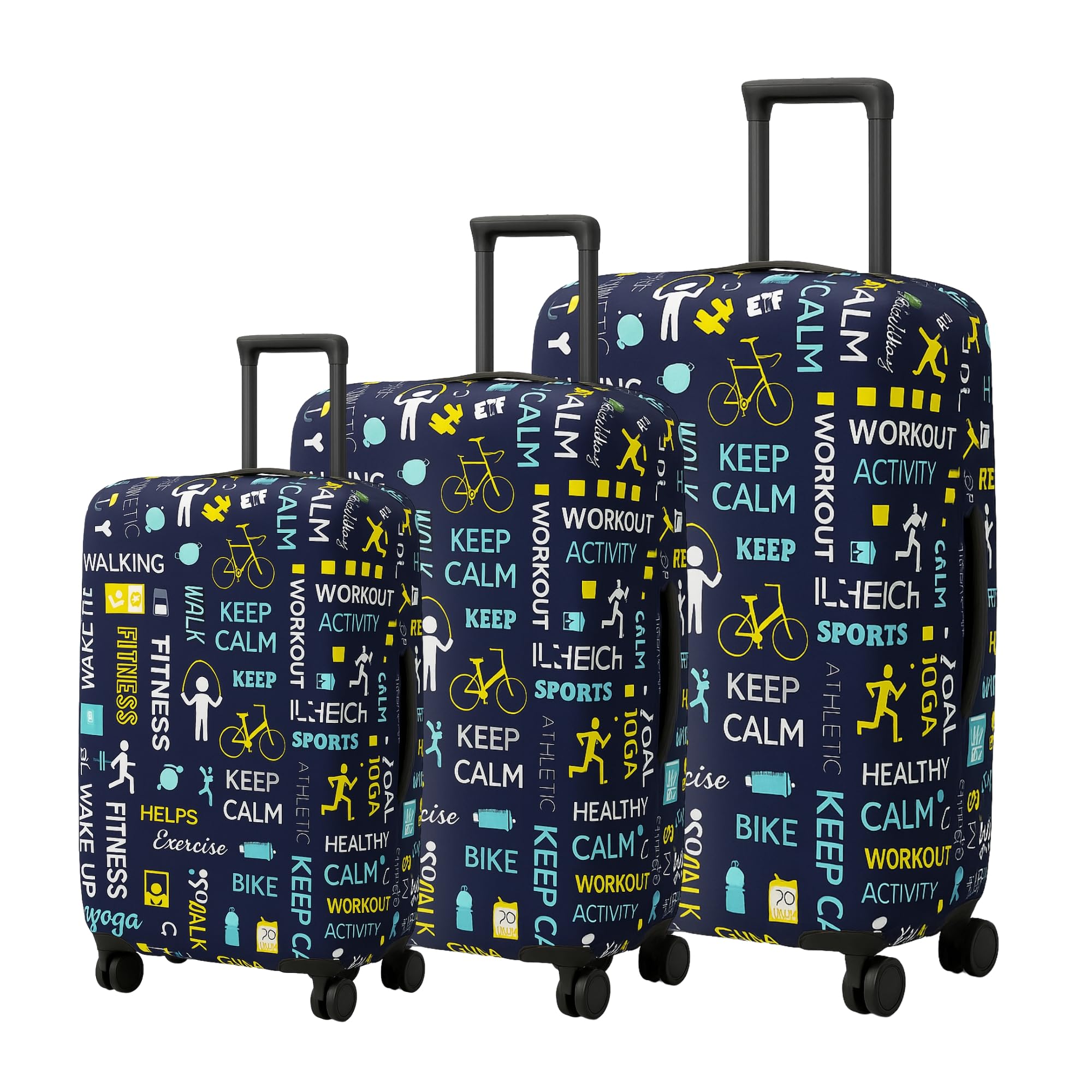 Trolley Bag Cover Set of 3 – Small, Medium & Large Polyester Luggage Blue Covers | Protective Cover for Trolley Bags, Suitcases & Luggage | Fits 20, 24 & 28 Inch Fiber-Plastic Bags