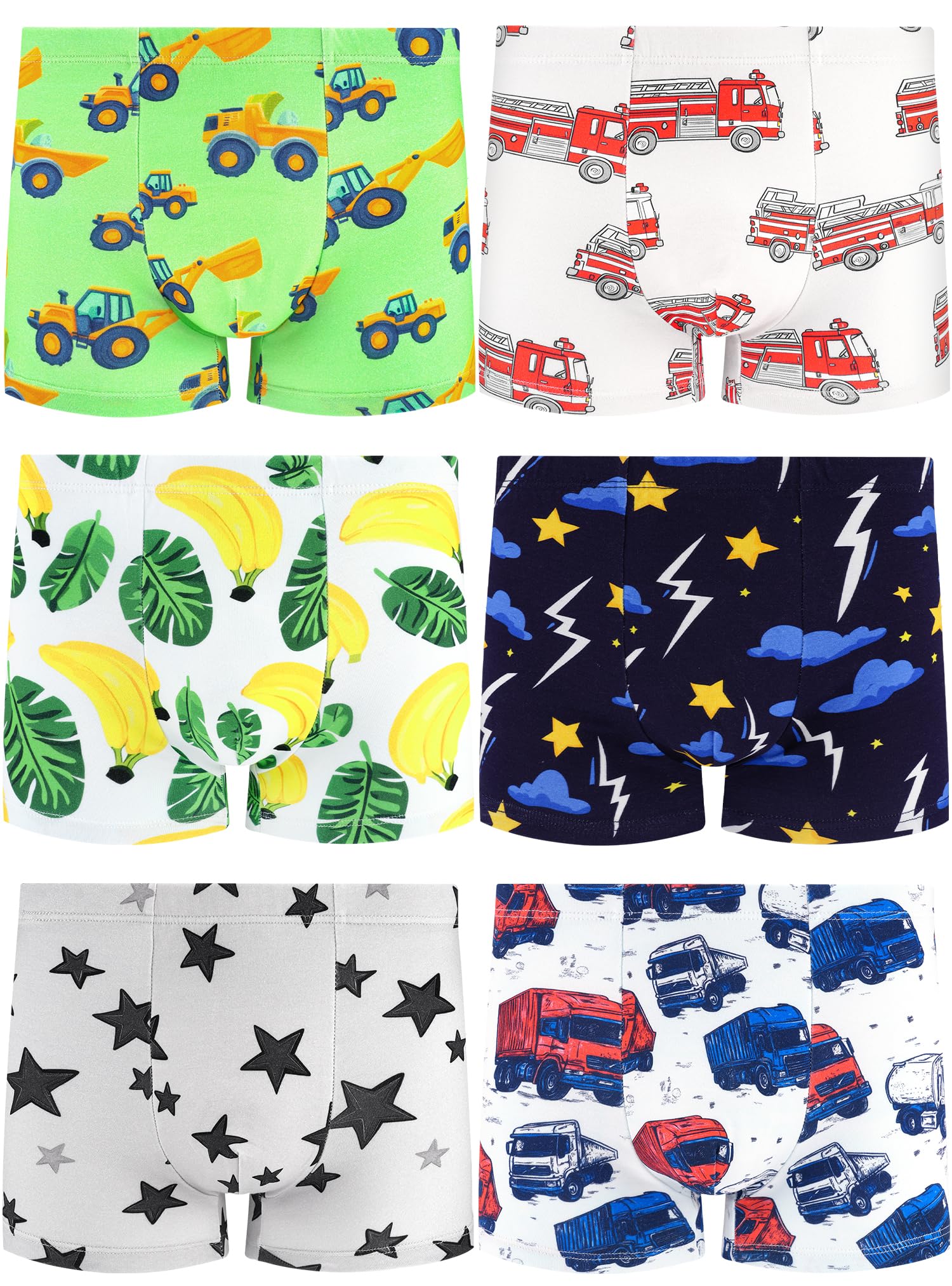 Boys Underwear Soft Cotton Tagless Panties for Toddlers Little Kids Comfort Breathable Boxer Briefs 6-Pack