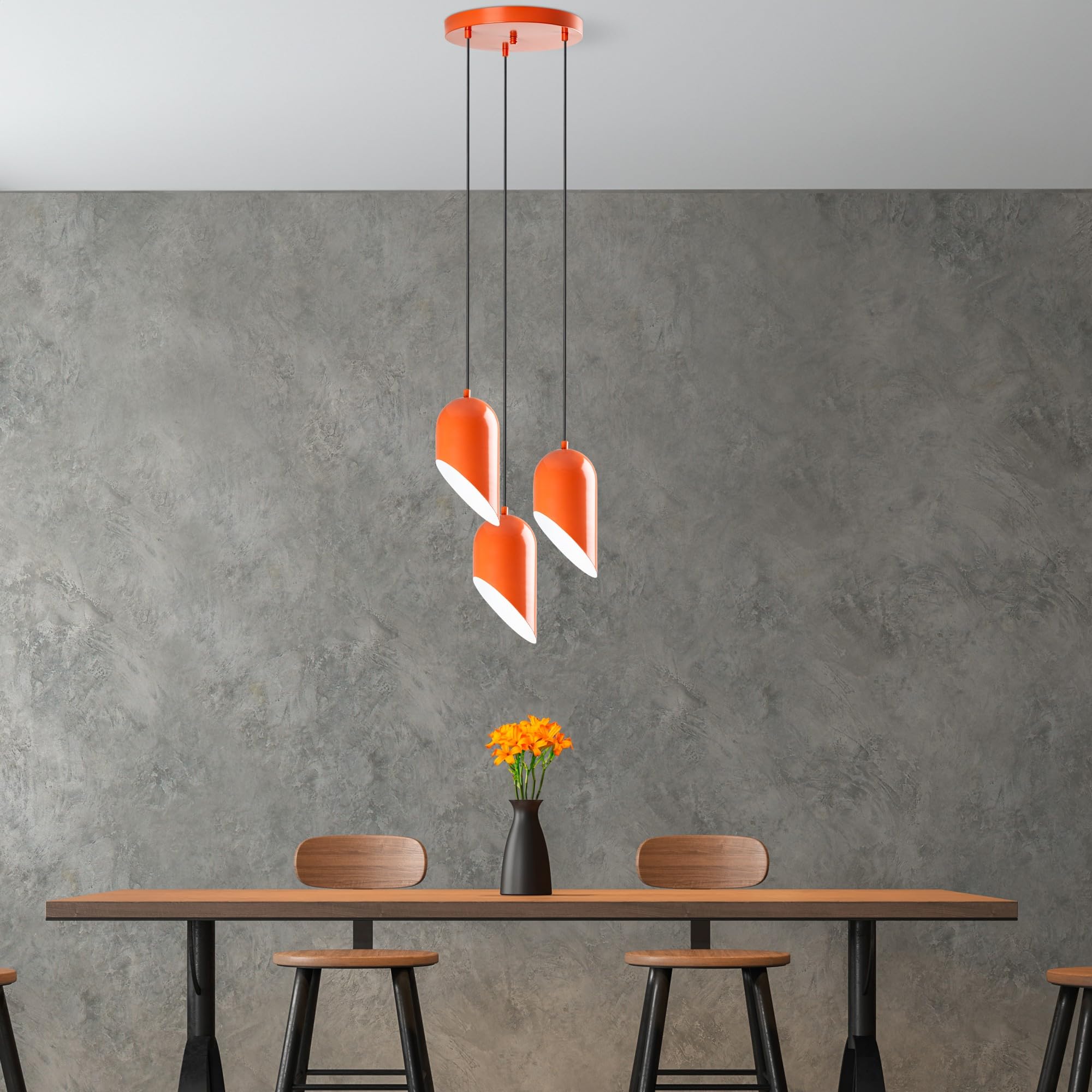 Lustre orange chic au design élégant avec suspension en métal Opviq