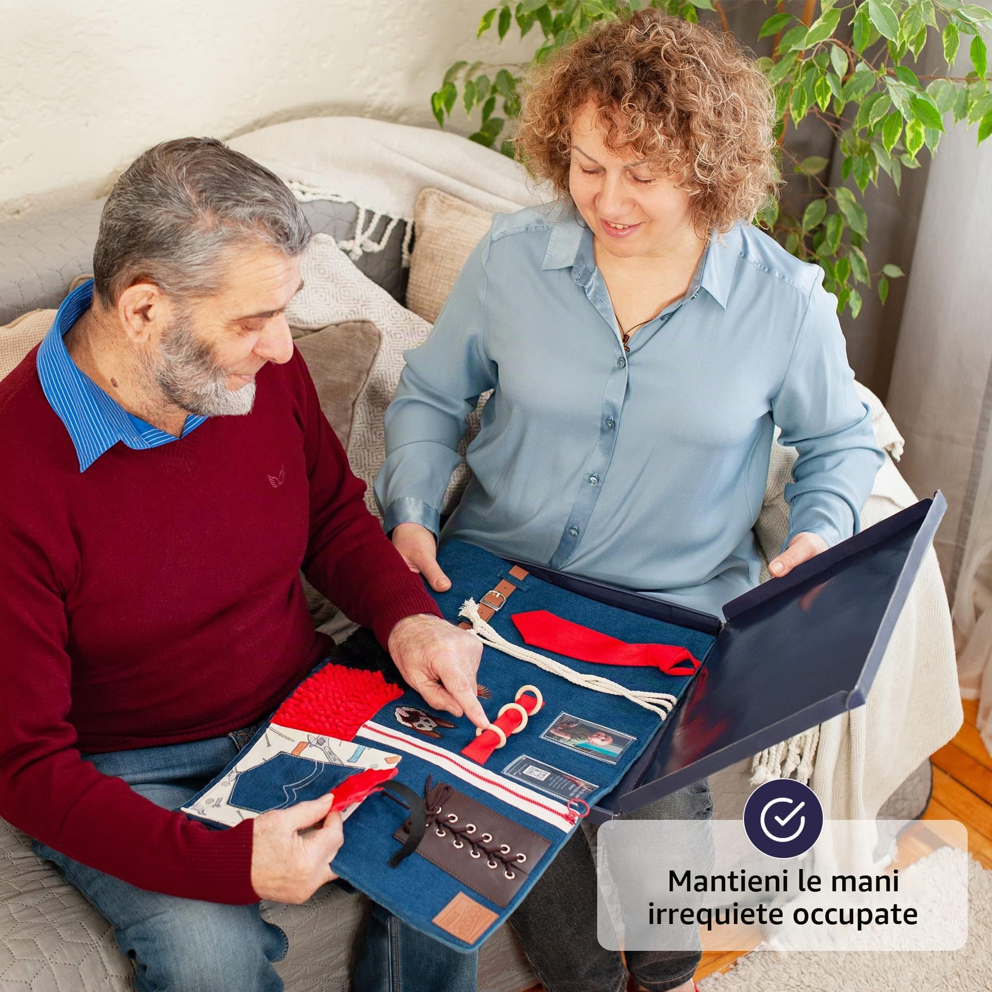Coperta Sensoriale Per Demenza Senile | Attività Calmanti E Rassicuranti Anziani | Prodotti Demenza Senile Per Anziani | Fidget Blanket | Ideale Per Alzeheimer, Demenza, Asperger, Autismo, Ansia