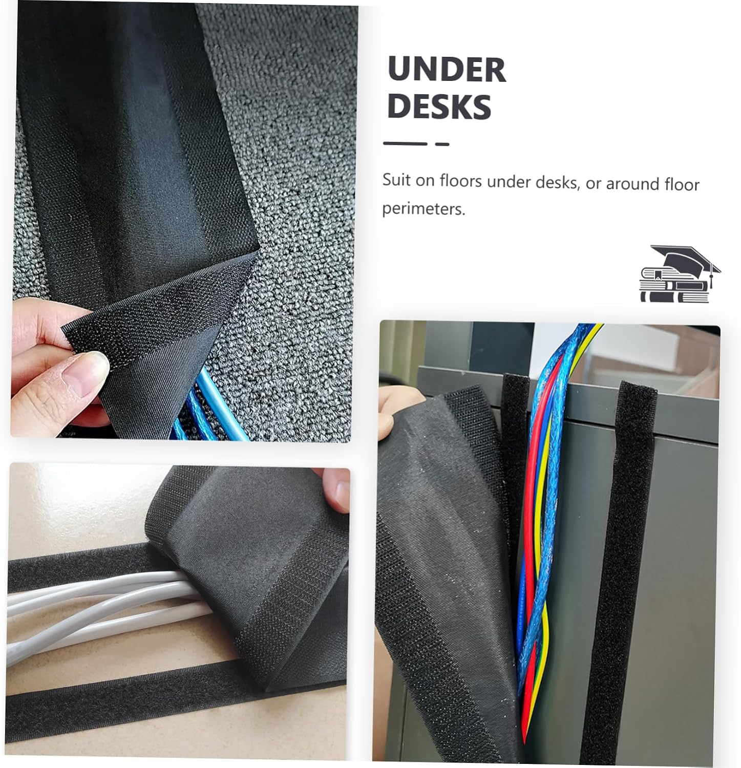 Cable Grip Strip Carpet Protector Self-Adhesive Wire Cover for Management for Desks and Floors No Damage Installation