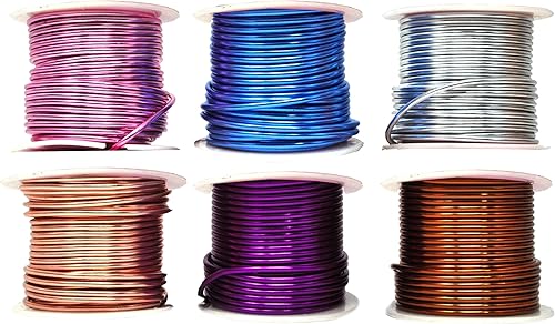 Vista 518 de Mandala Crafts Alambre de aluminio anodizado de calibre 8 para hacer joyas, alambre neutro flexible de color de 128 pies, flexible y flexible