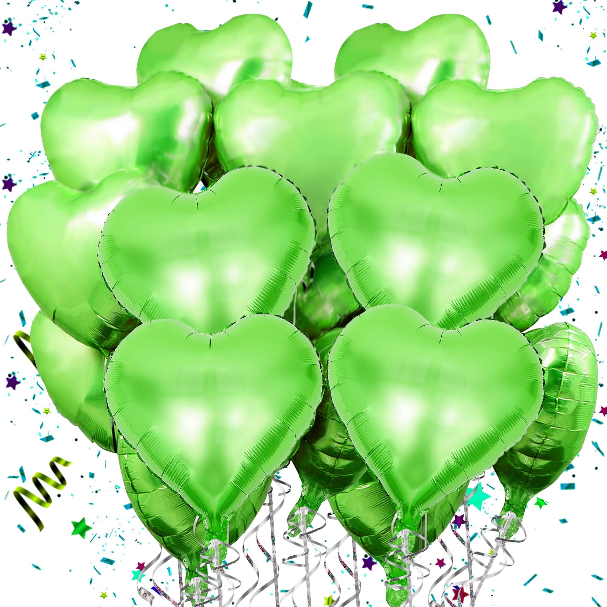 Mbsomnus Verde Manzana Globos Corazon 18 Pulgadas Globos Helio 15 Piezas Globos de San Valentín Globos Helio Navidad para Decoración de la Boda Fiesta Cumpleaños Día de la Madre Día de San Valentín