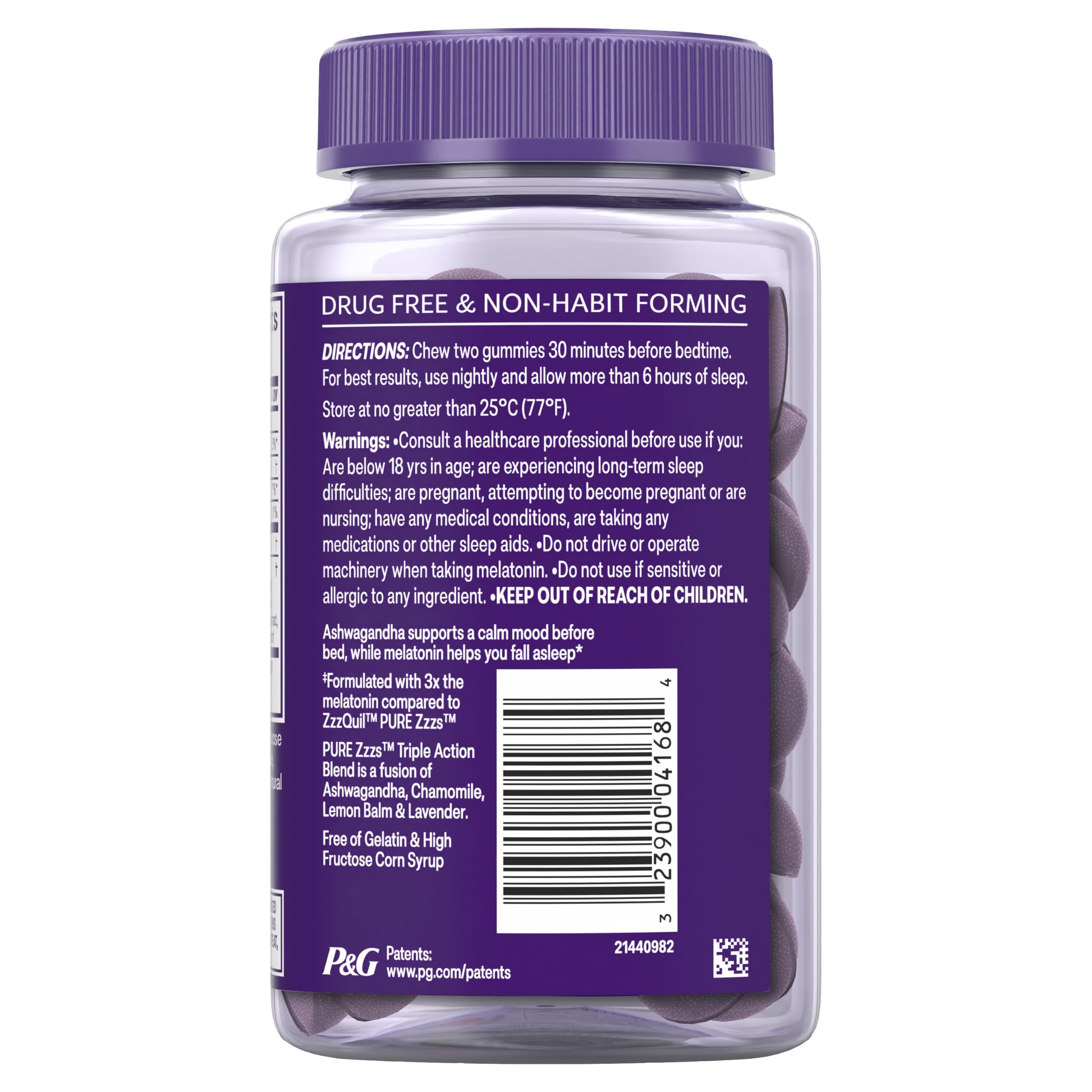 ZzzQuil PURE Zzzs Triple Action, Melatonin Gummies, Melatonin 6mg, 3X Melatonin, Sleep Aid with Ashwagandha, Calm Mood, Antioxidant Action, Sleep Aids for Adults, 60 Sleep Gummies — Amazon image 11