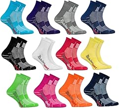 Rainbow Socks - Boy Girl Sports Socks Cotton Colours – 12 Pairs – Red Green Yellow Sea Blue Navy Blue Pink White Black Grey Orange Purple – Size