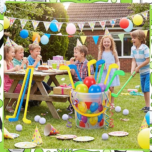 Miniatura 5 de Juego de 24 palos de golf de plástico para niños pequeños, juego de palos de golf para niños, pelotas de juguete para niños pequeños, deportes de