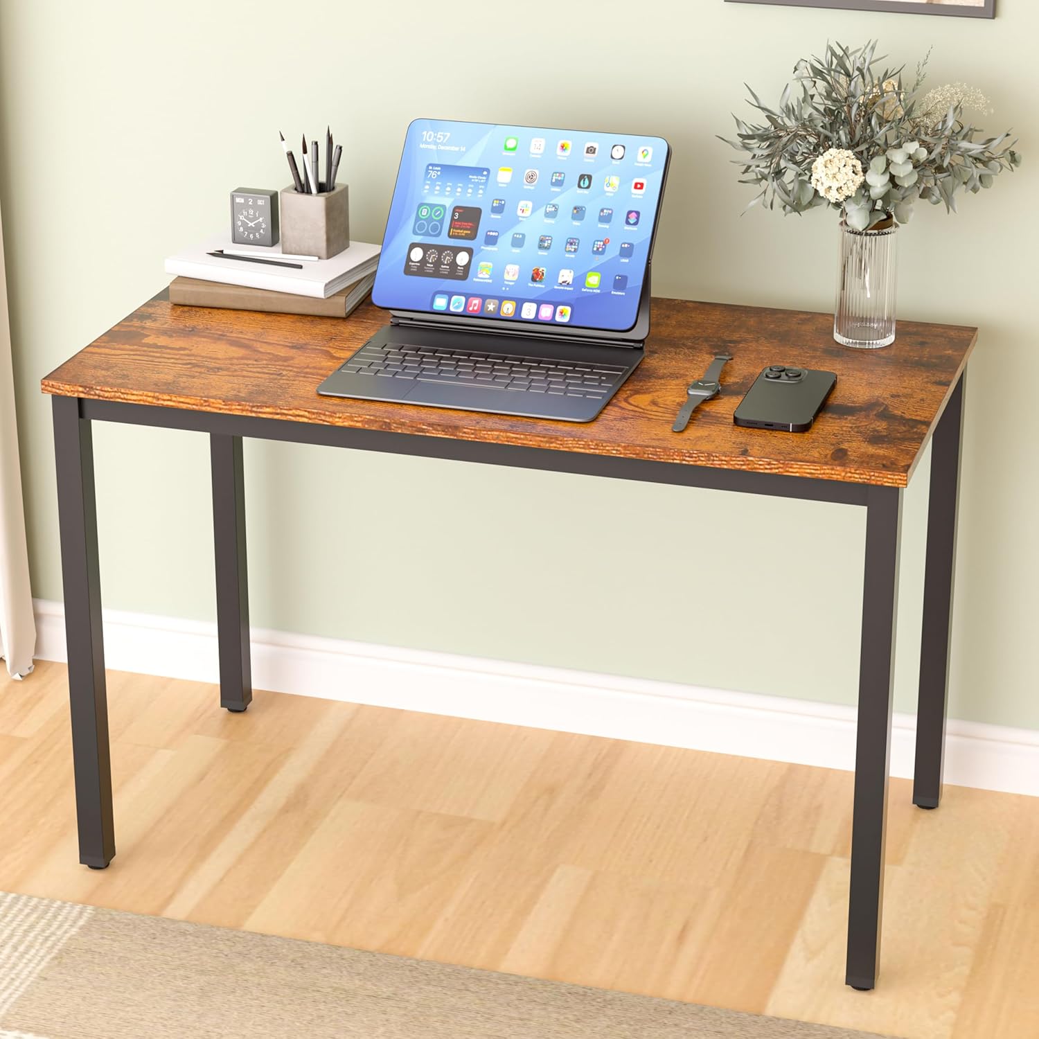 Computer Desk for Small Space,Modern Simple Laptop Desk,Computer Table Study Writing Desk for Home Office,Dining Room,Living Room (Brown, 47.24 * 23.62in)