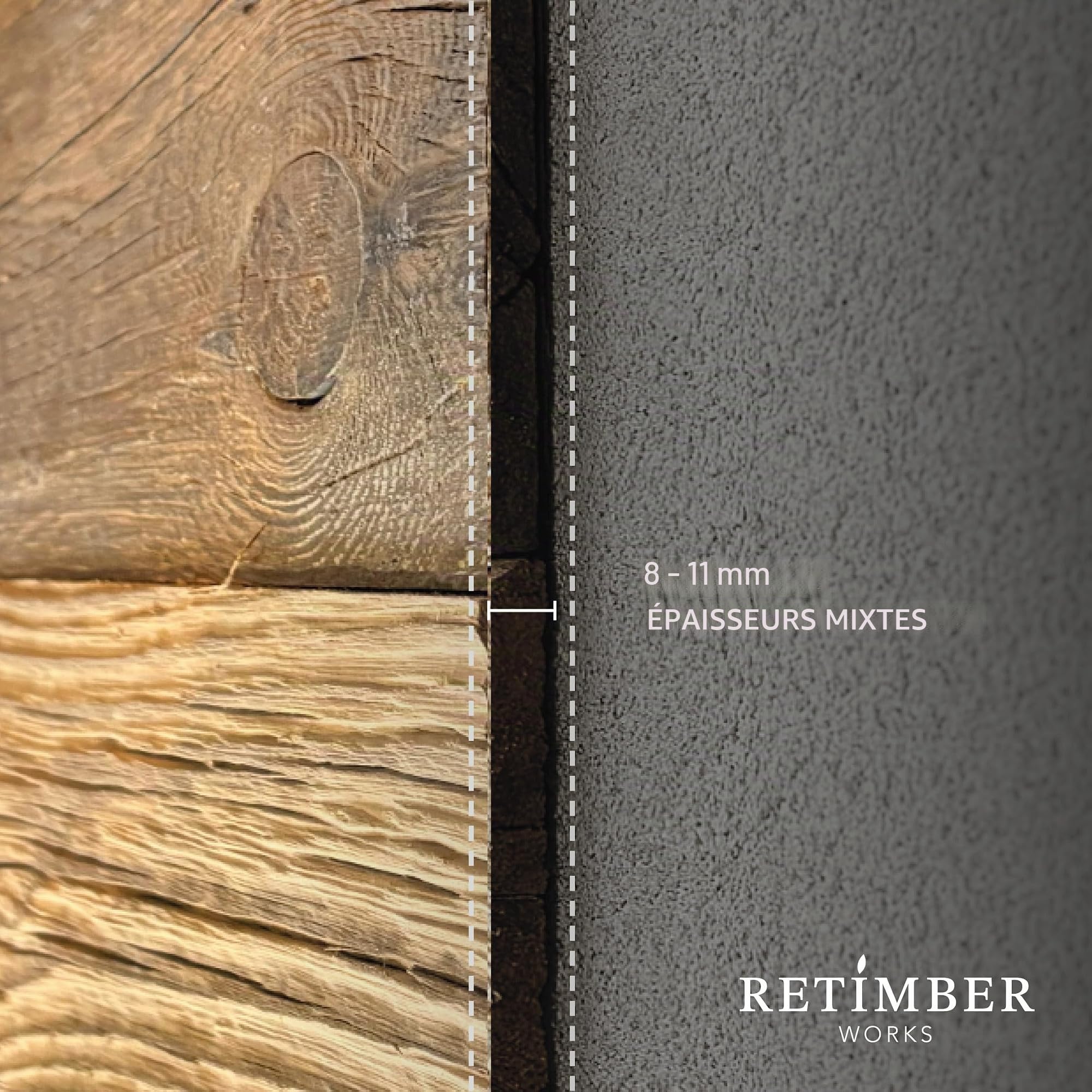 Revêtement mural en bois 3D, panneau décoratif en bois recyclé Alpen Braun, 0,8 m² par boîte, pour décoration murale rustique et moderne