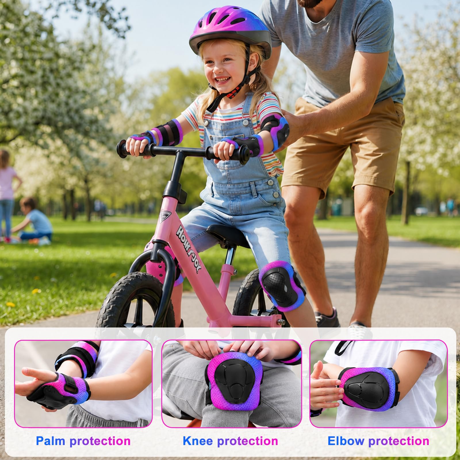 Juego de 6 Equipo de Protección Infantil, Infantiles Rodilleras con Muñequeras y Coderas Protecciones Niño para Monopatín, Patines en línea, Hoverboard, Bicicleta, Monopatín