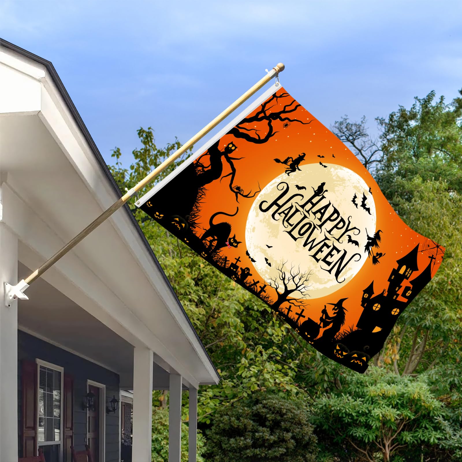 Happy Halloween Banner Mit Kürbis-Motiv – 304,8 X 50,8 Cm, Wetterfest, Mit Messingösen & Seil